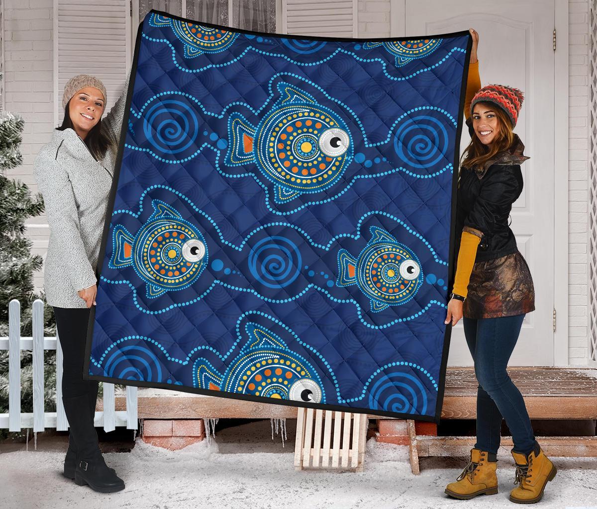 Aboriginal Premium Quilt - Indigenous Turtle Patterns