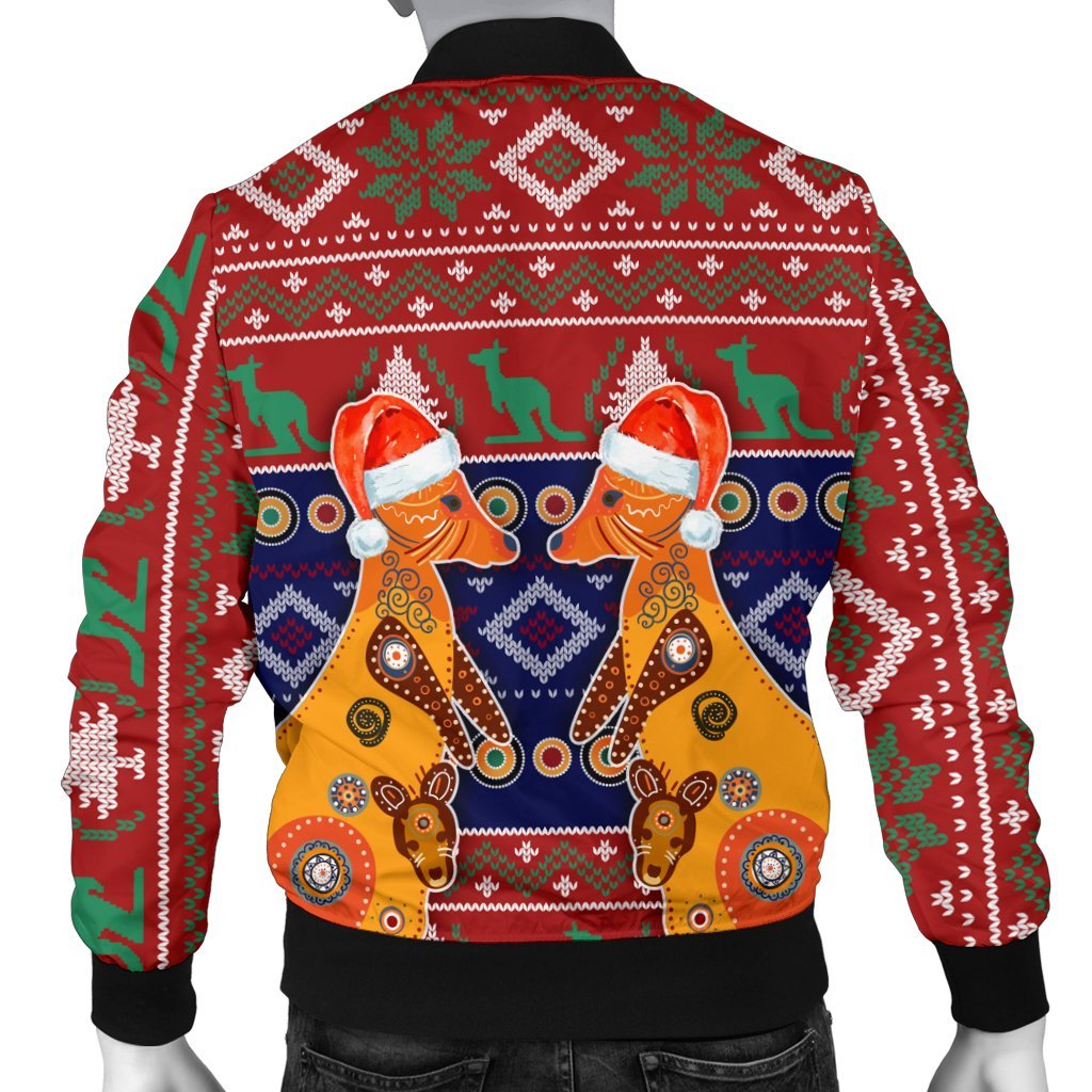 Australia Christmas Men Bomber Jacket - Mother Kangaroo In Christmas