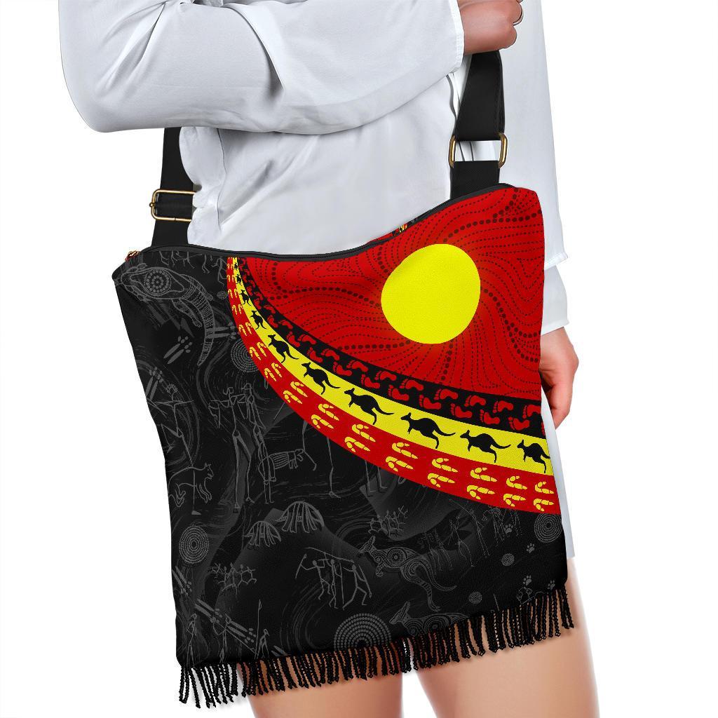 Aboriginal Boho Bags - Indigenous Flag Circle Dot Painting