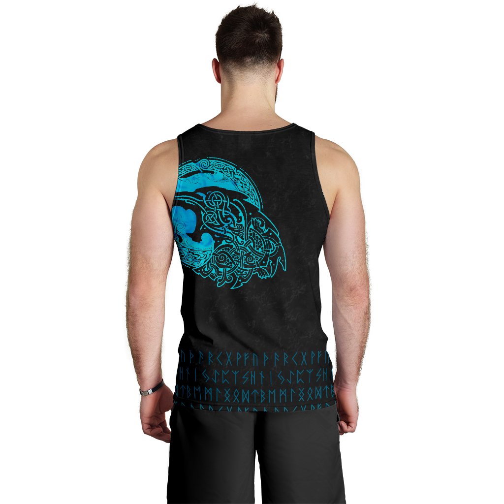 Viking Men's Tank Top Fenrir Wolf Cyan