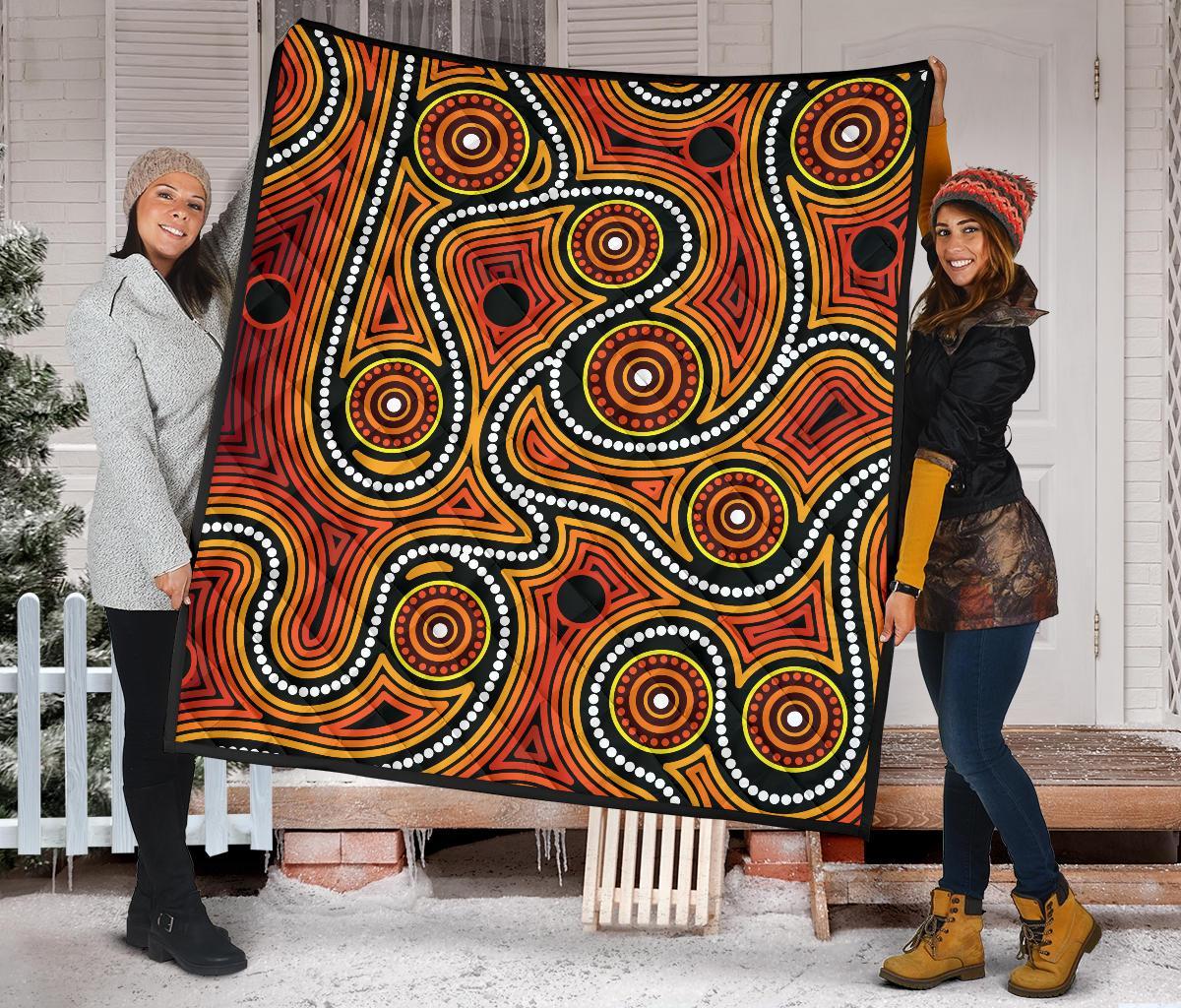 Aboriginal Premium Quilt - Indigenous Circle Dot Painting Ver01