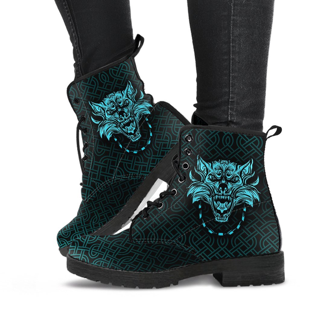 Viking Leather Boots Fenrir Cyan 3D