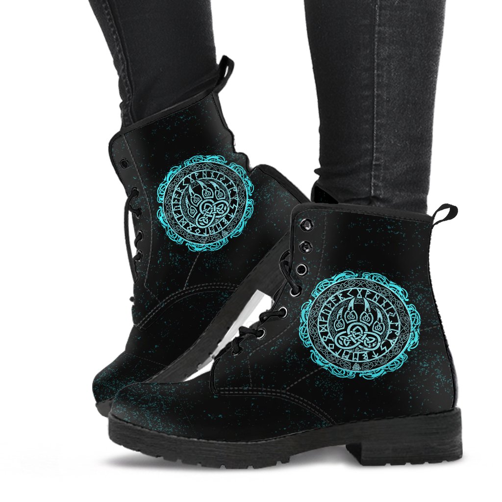 Viking Leather Boots Bear Claws Cyan Tattoo