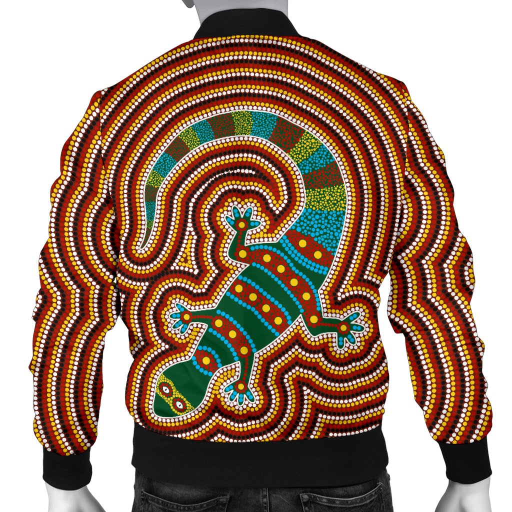 Aboriginal Bomber Jacket - Lizard Dot Painting Patterns