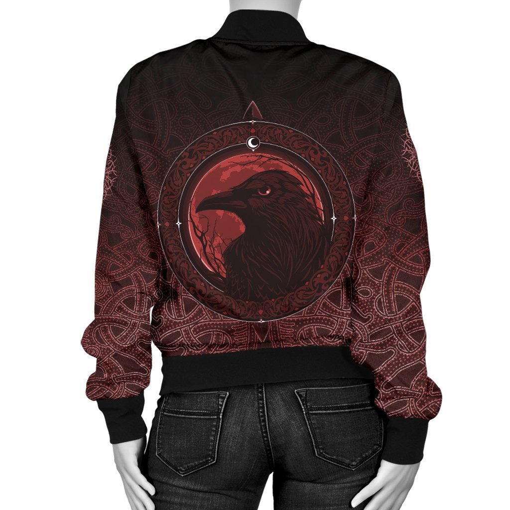 Viking Bomber Jacket Ethnic Odin Raven Red Style Ver01