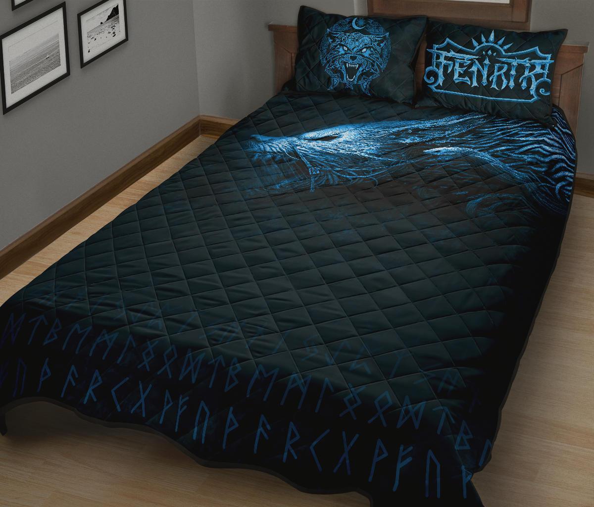 Viking Quilt Bedding Set Fenrir Wolf