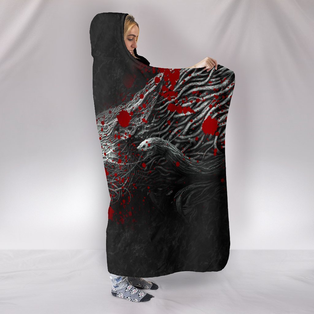 Viking Hooded Blanket Fenrir Blood