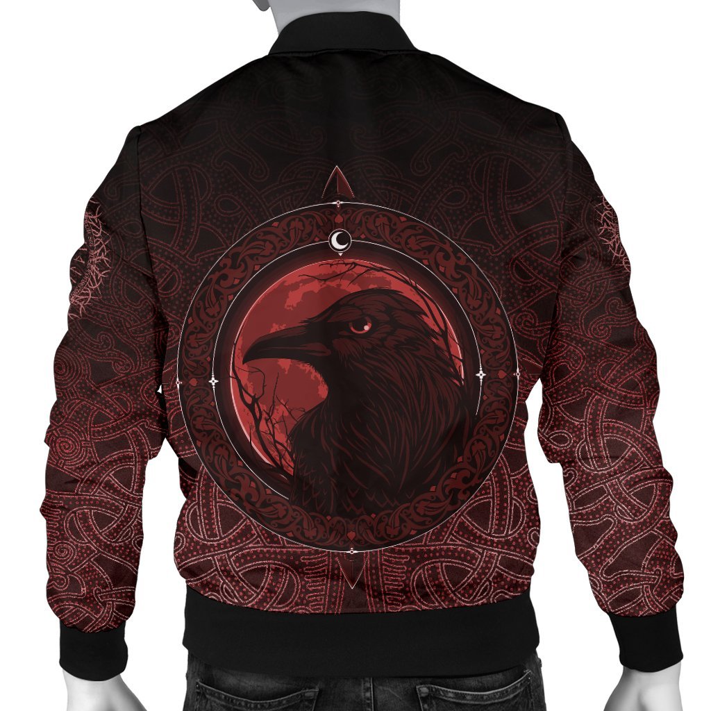 Viking Bomber Jacket Ethnic Odin Raven Red Style Ver02