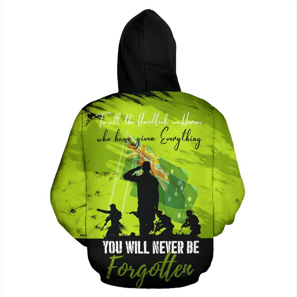 Zipper Hoodie - Anzac Hoodie Lest We Forget All Over Zip Hoodie