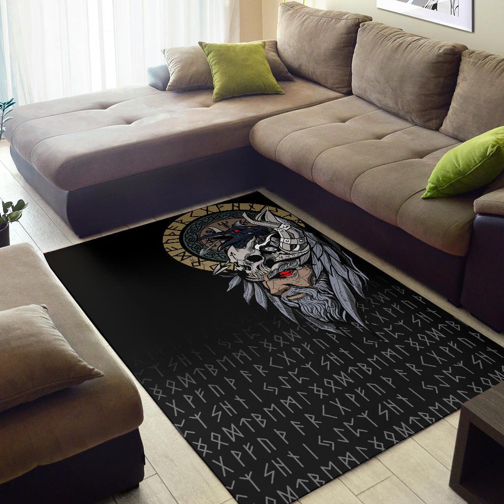 Viking Area Rug Odin Raven