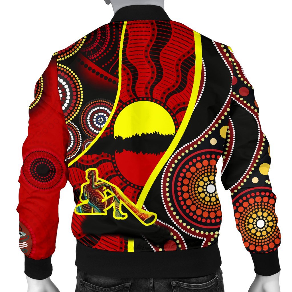 (Custom) Men Bomber Jacket - Australia Aboriginal Dots With Didgeridoo