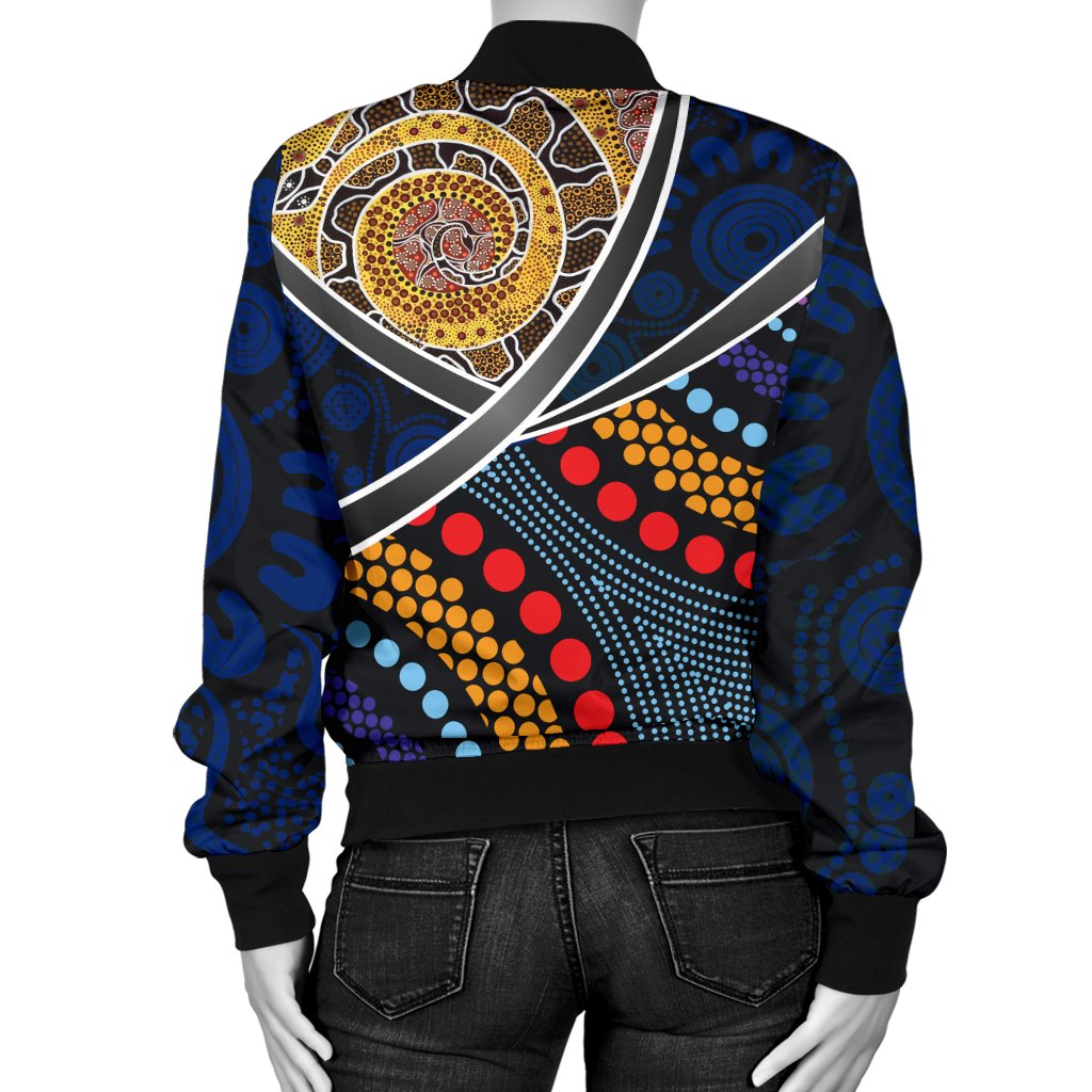 Aboriginal Bomber Jacket - Aboriginal Dot Panting Art With Snake
