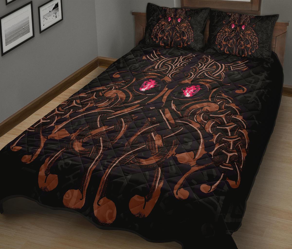 Viking Quilt Bedding Set Odin God Furthark Tattoo Special Ver01