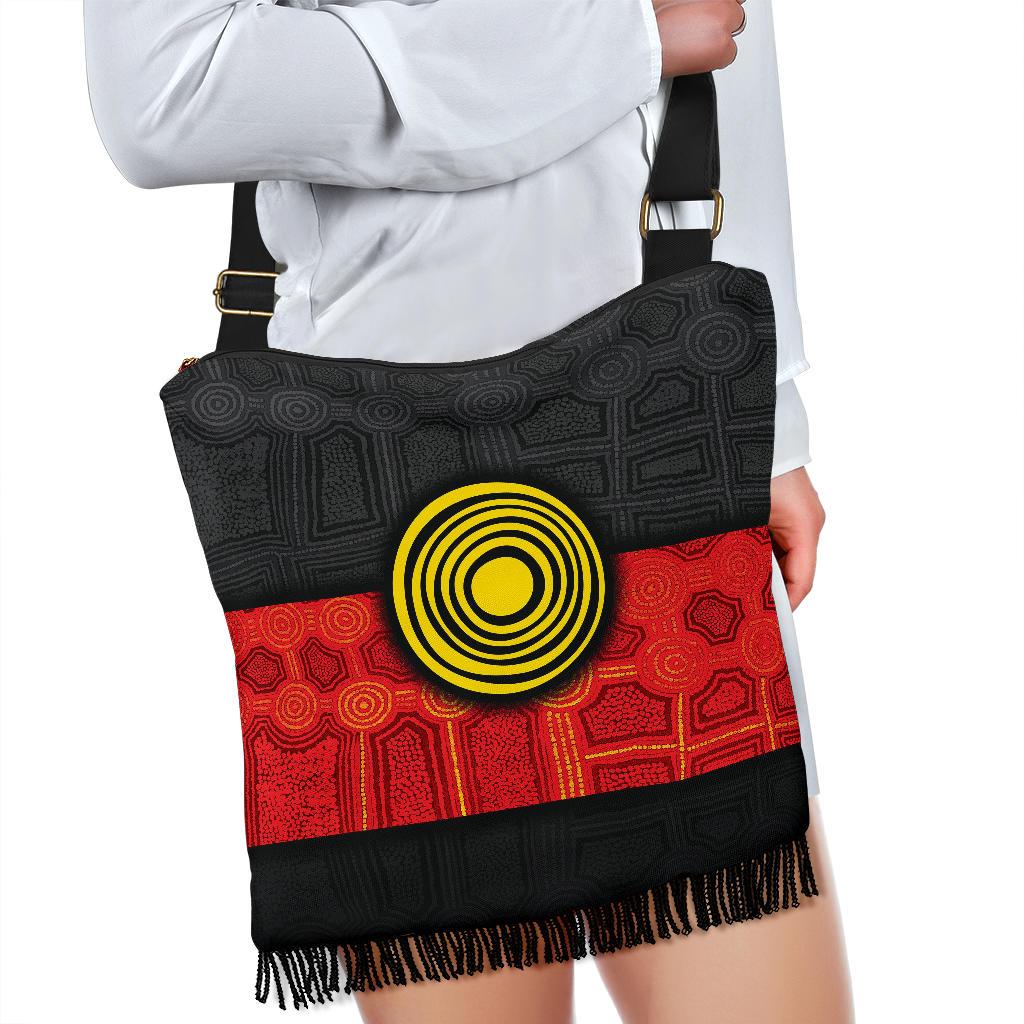 Aboriginal Crossbody Boho Handbag - Aussie Indigenous Flag