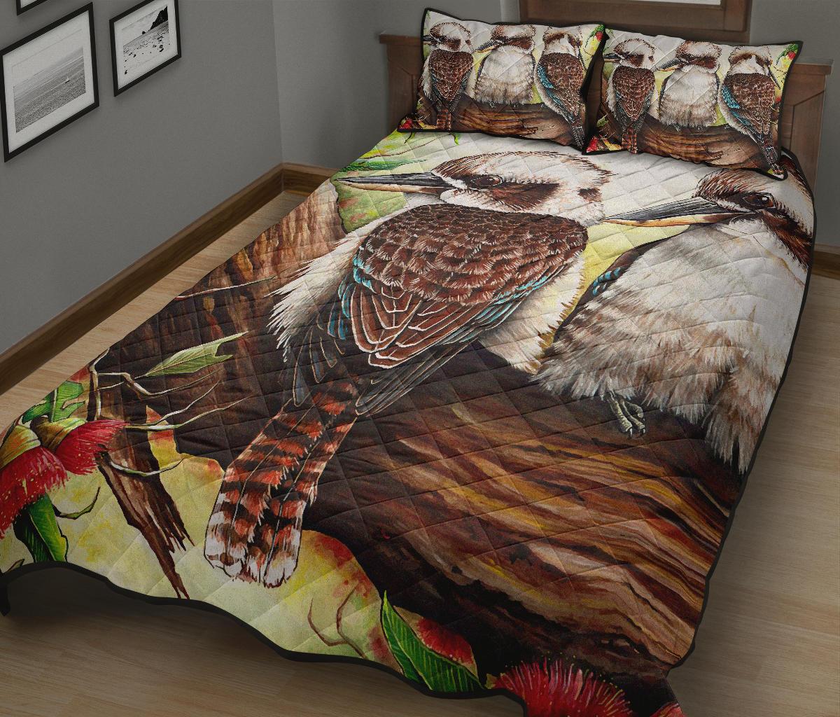 Quilt Bed Set - Kookaburra with Waratah