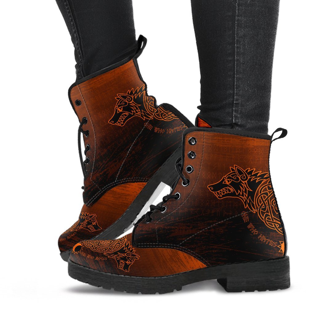 Viking Leather Boots Skoll And Hati Orange