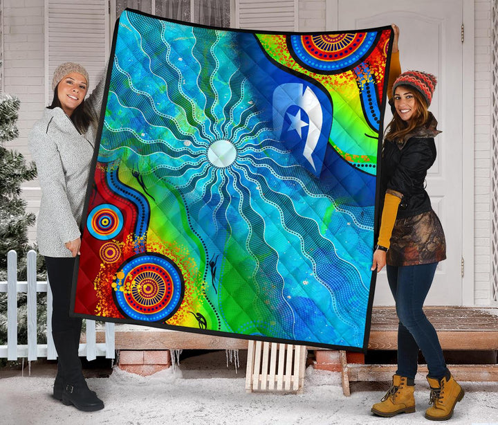 Premium Quilt Torres Strait Islanders Flag with Aboriginal Patterns Qu ...