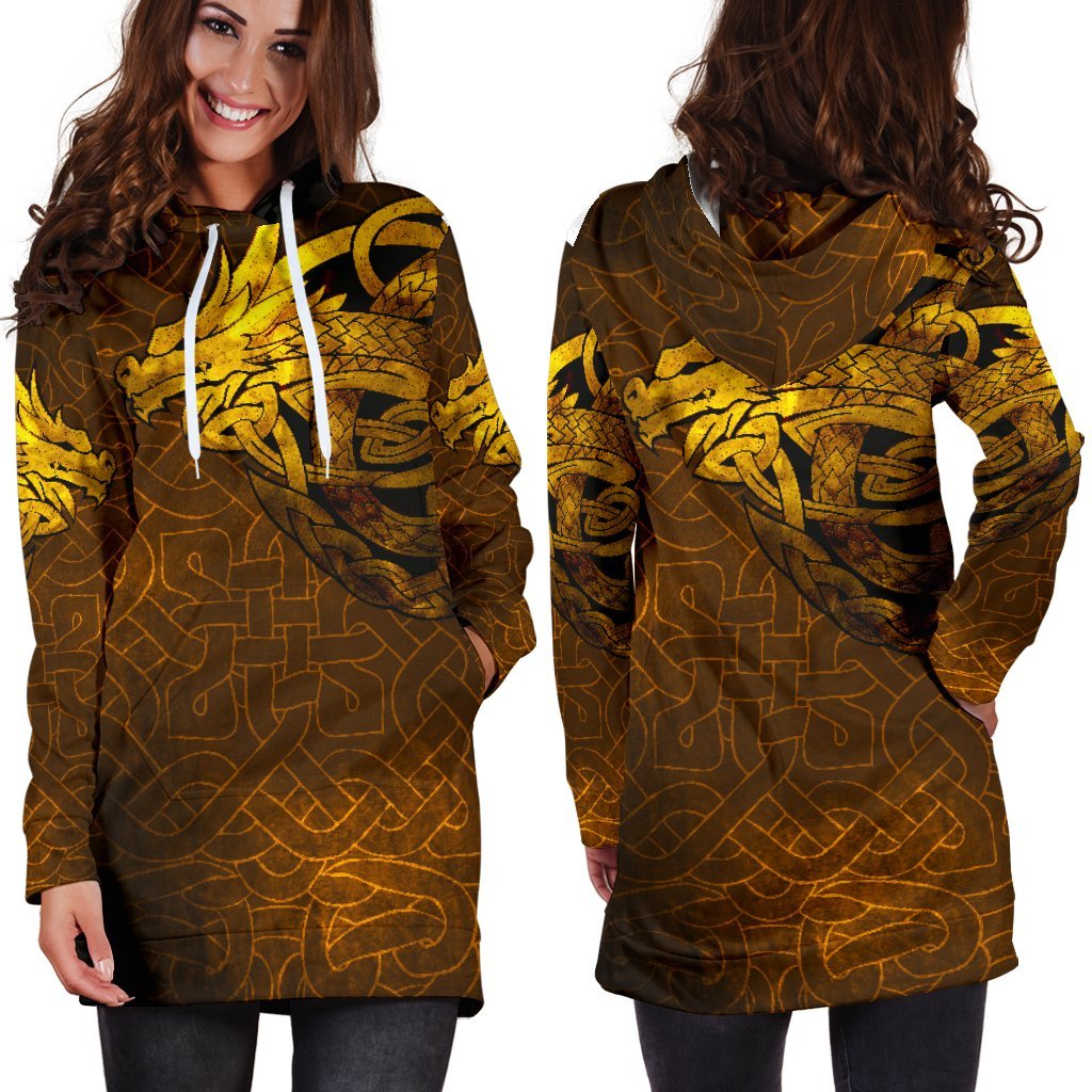 Viking Hoodie Dress Celtic Dragon Tattoo