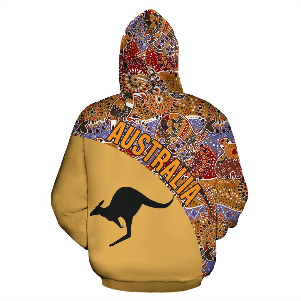 Aboriginal Zip Hoodie - Kangaroo Patterns Koala