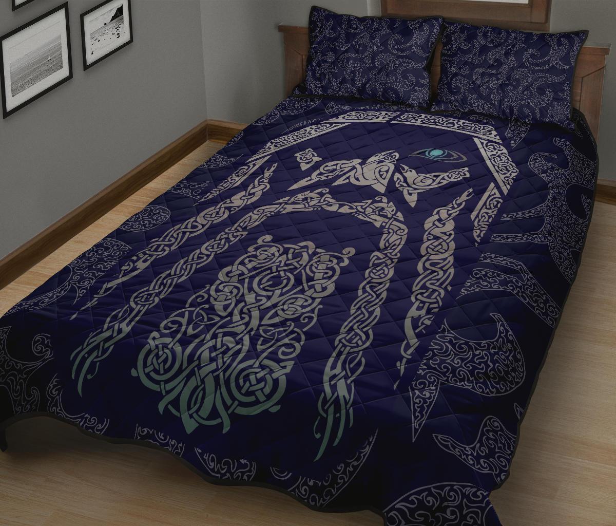 Viking Quilt Bedding Set Odin God Tattoo