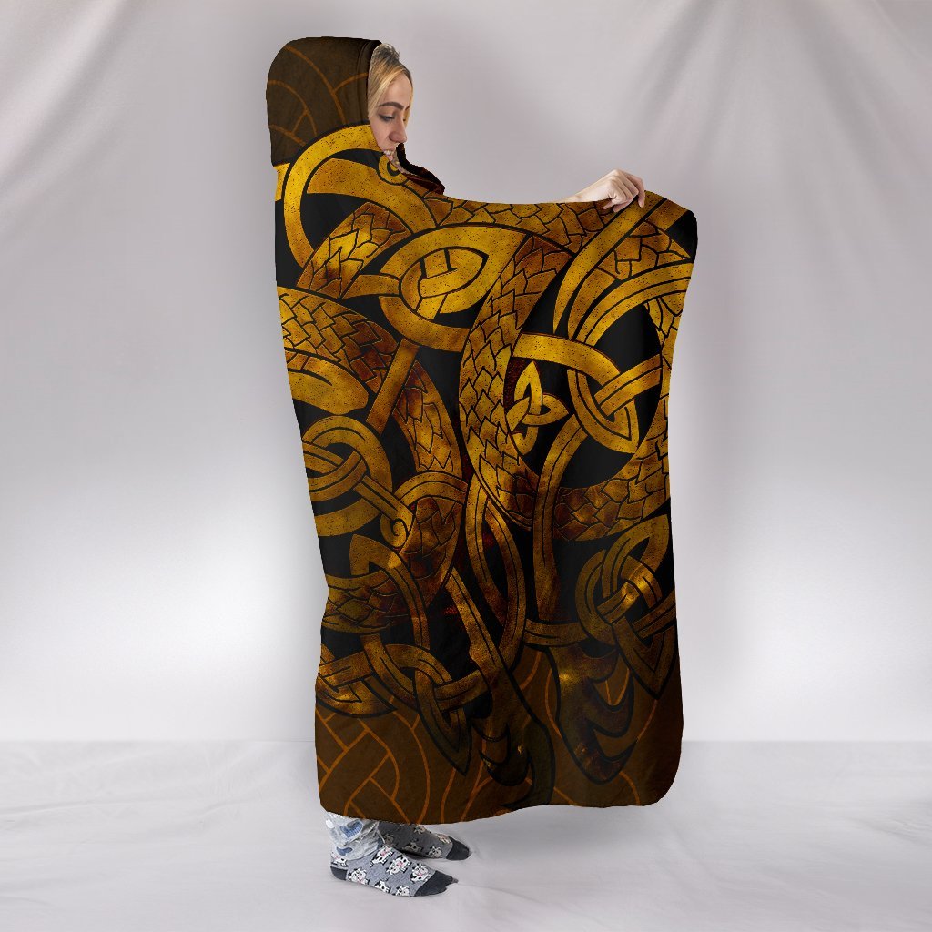 Viking Hooded Blanket Celtic Dragon Tattoo