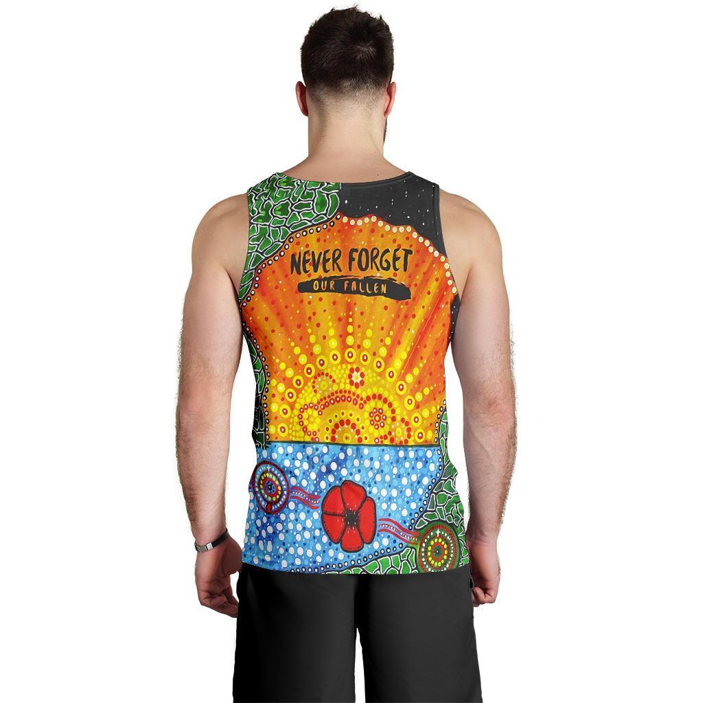 Anzac Day Men Tank Top - Lest We Forget Poppy