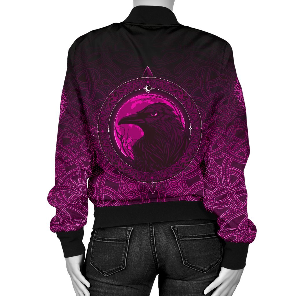 Viking Bomber Jacket Ethnic Odin Raven Pink Style Ver01