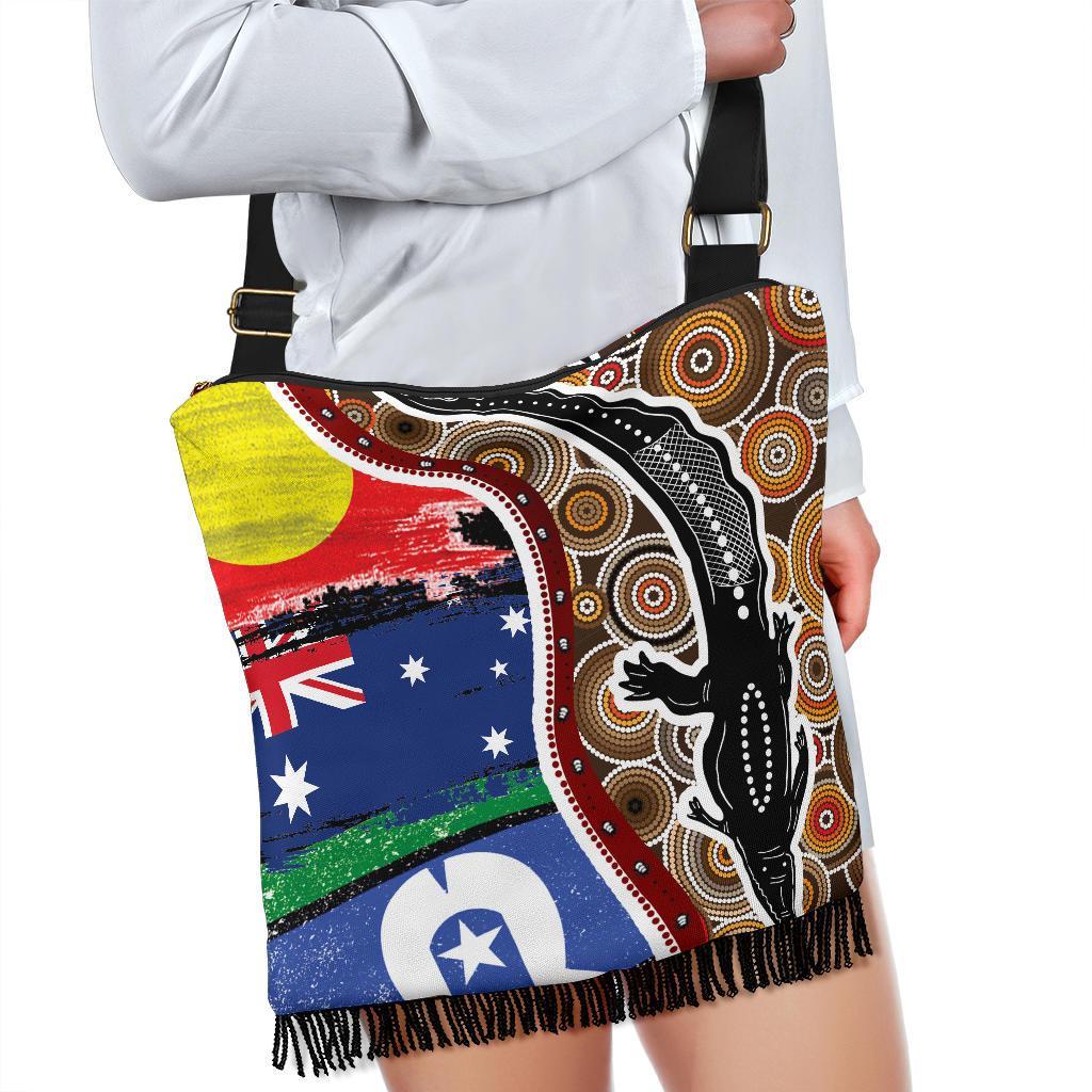 Boho Bags - Australian Aboriginal Crocodile With NAIDOC Flags