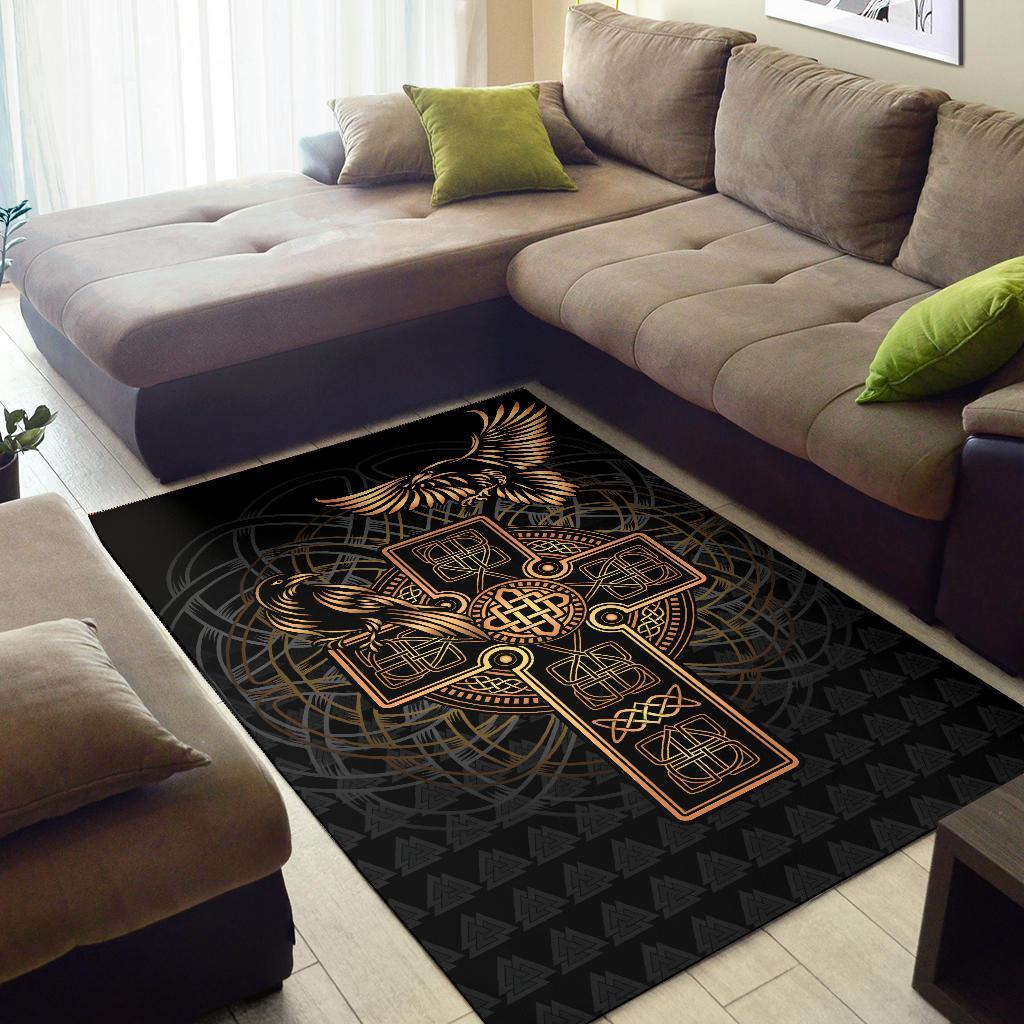 Viking Area Rug Odin's Celtic Raven Tattoo