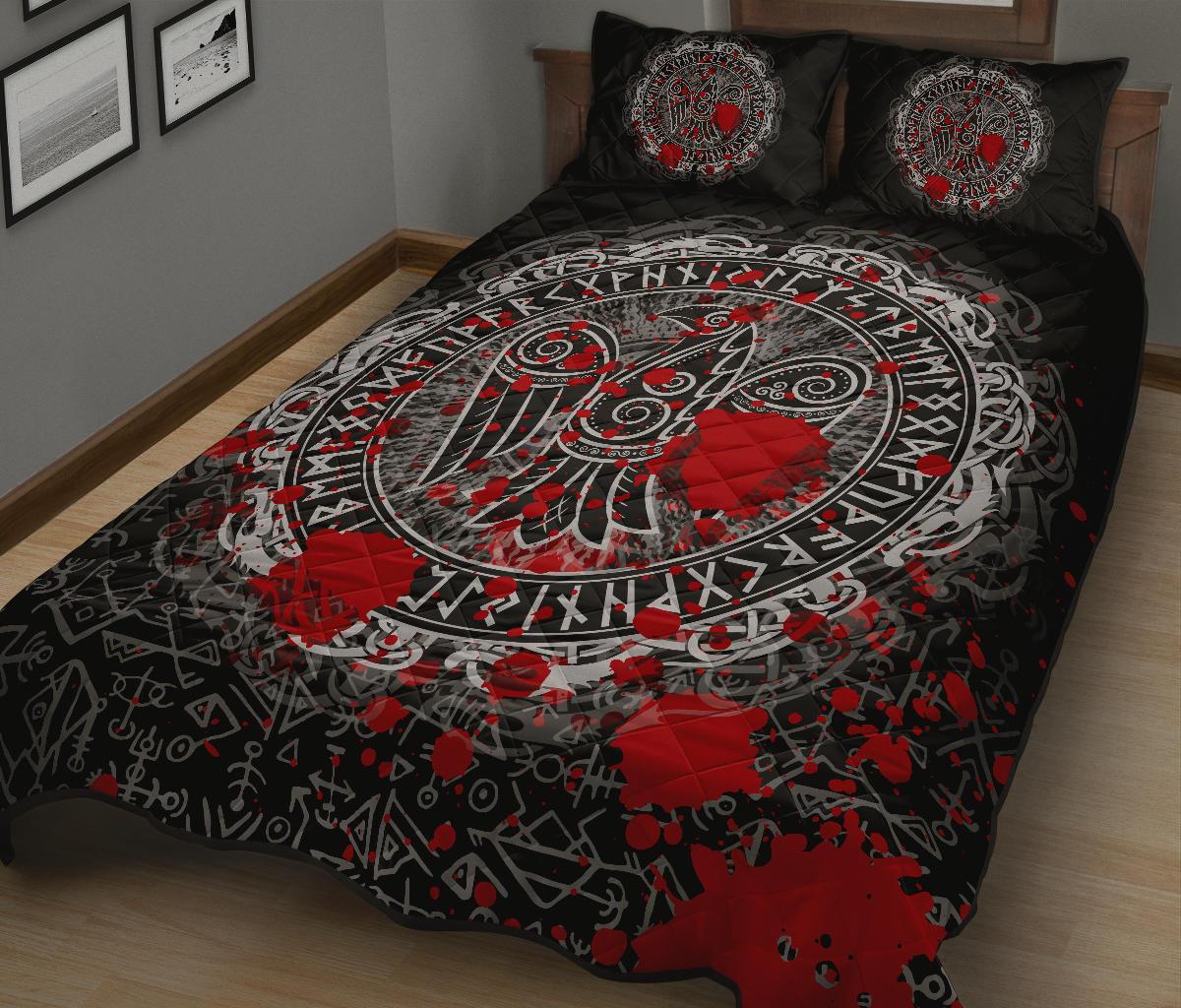 Viking Quilt Bedding Set Raven Celtic Tattoo Blood