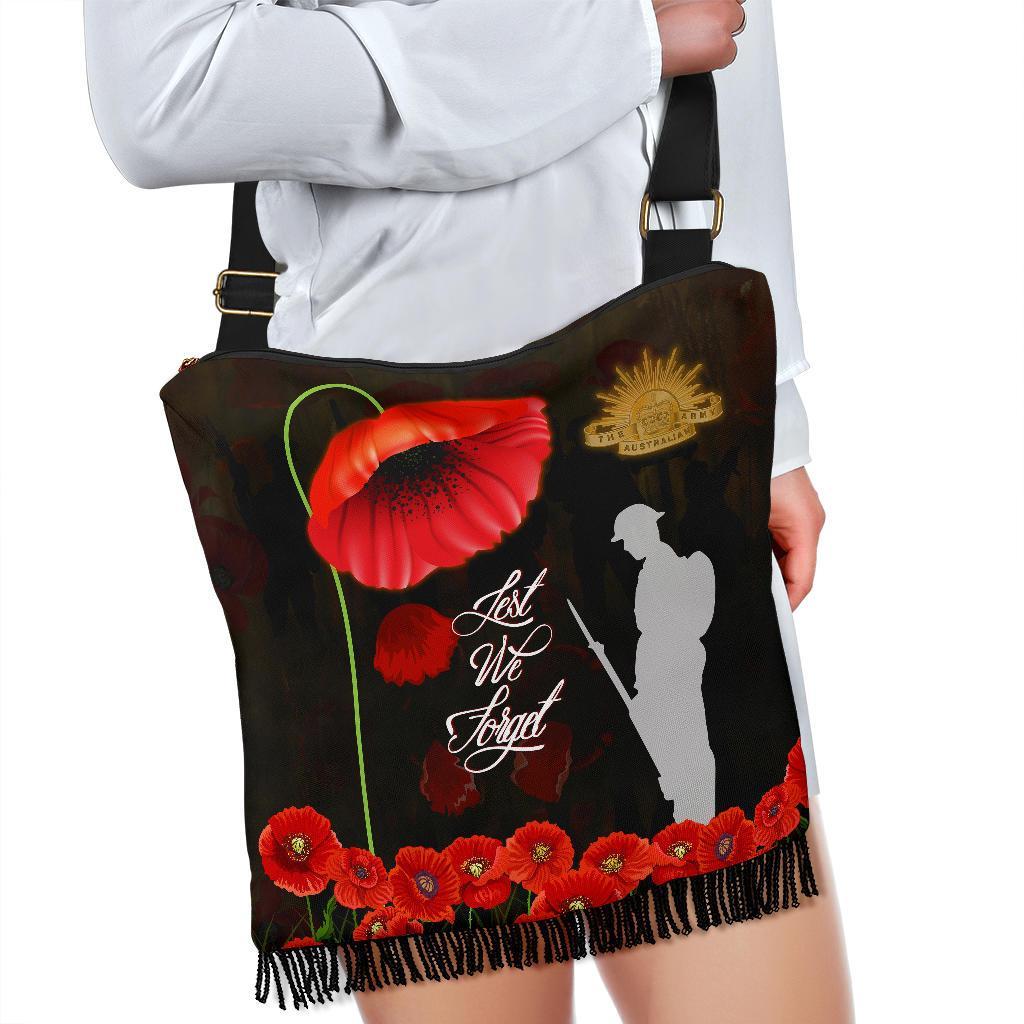 Anzac Boho Handbag - Remembrance Poppy Flowers