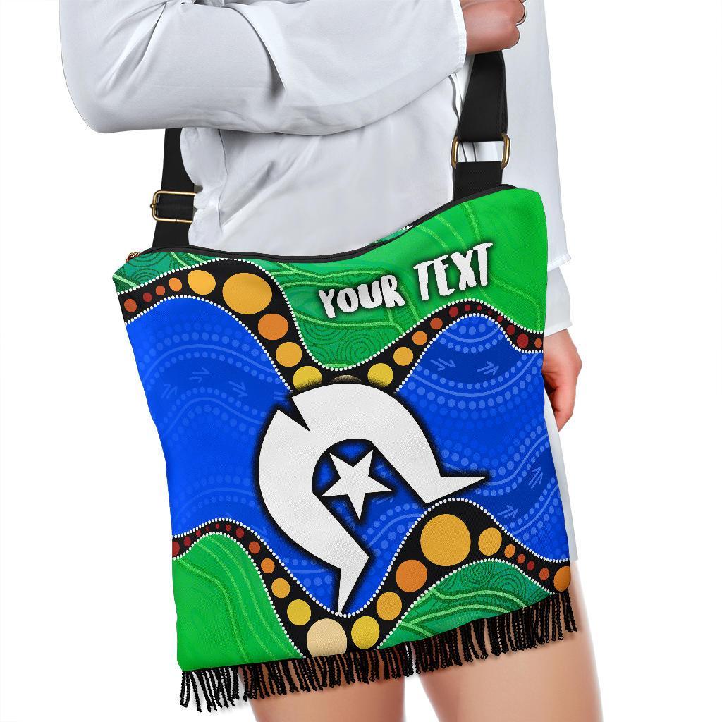 (Custom) Torres Strait Islands Crossbody Boho Handbag - Flag with Aboriginal Patterns