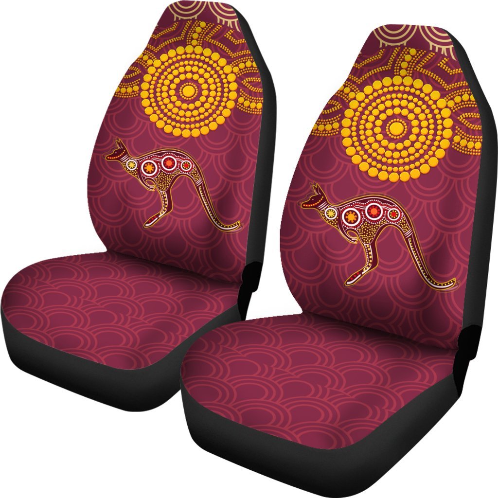 Aboriginal Car Seat Cover - Aboriginal Kangaroo