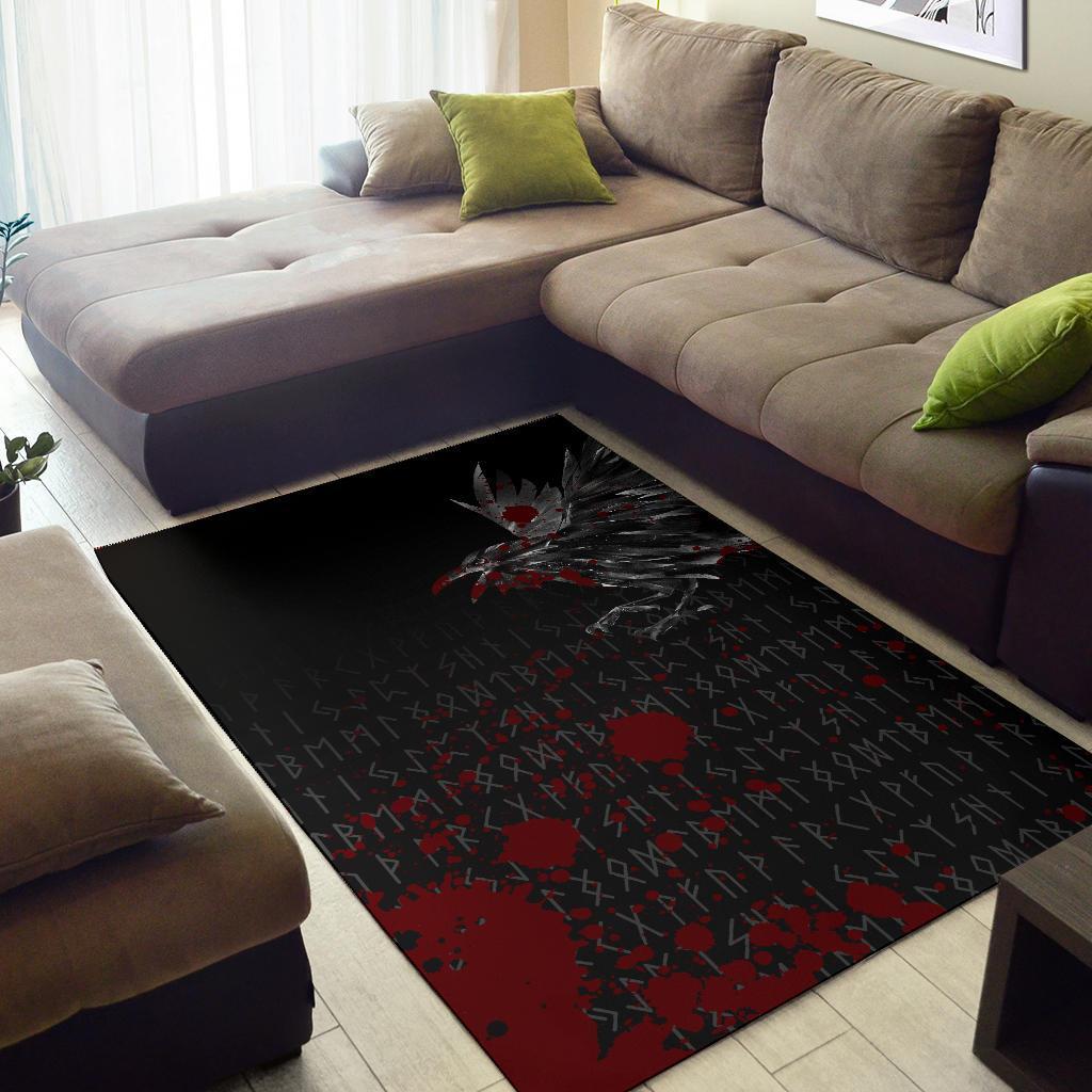 Viking Area Rug The Raven Of Odin Rune Blood