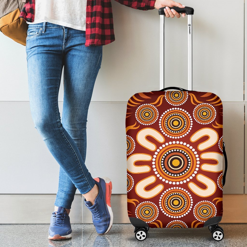 Aboriginal Luggage Covers - Circle Flowers Patterns Ver02