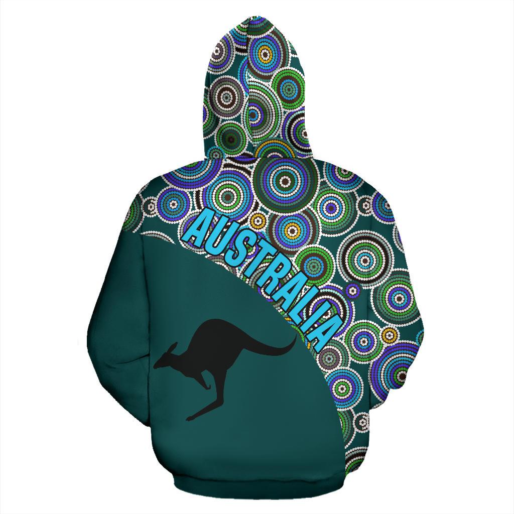 Aboriginal Zip Hoodie - Kangaroo Patterns Circle Dot Painting 01