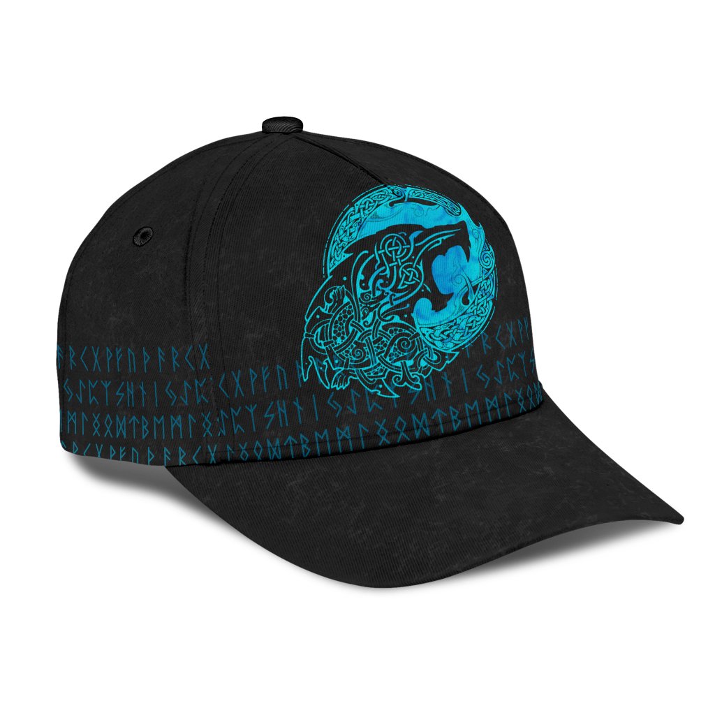 Viking Style Classic Cap - Fenrir Wolf Cyan