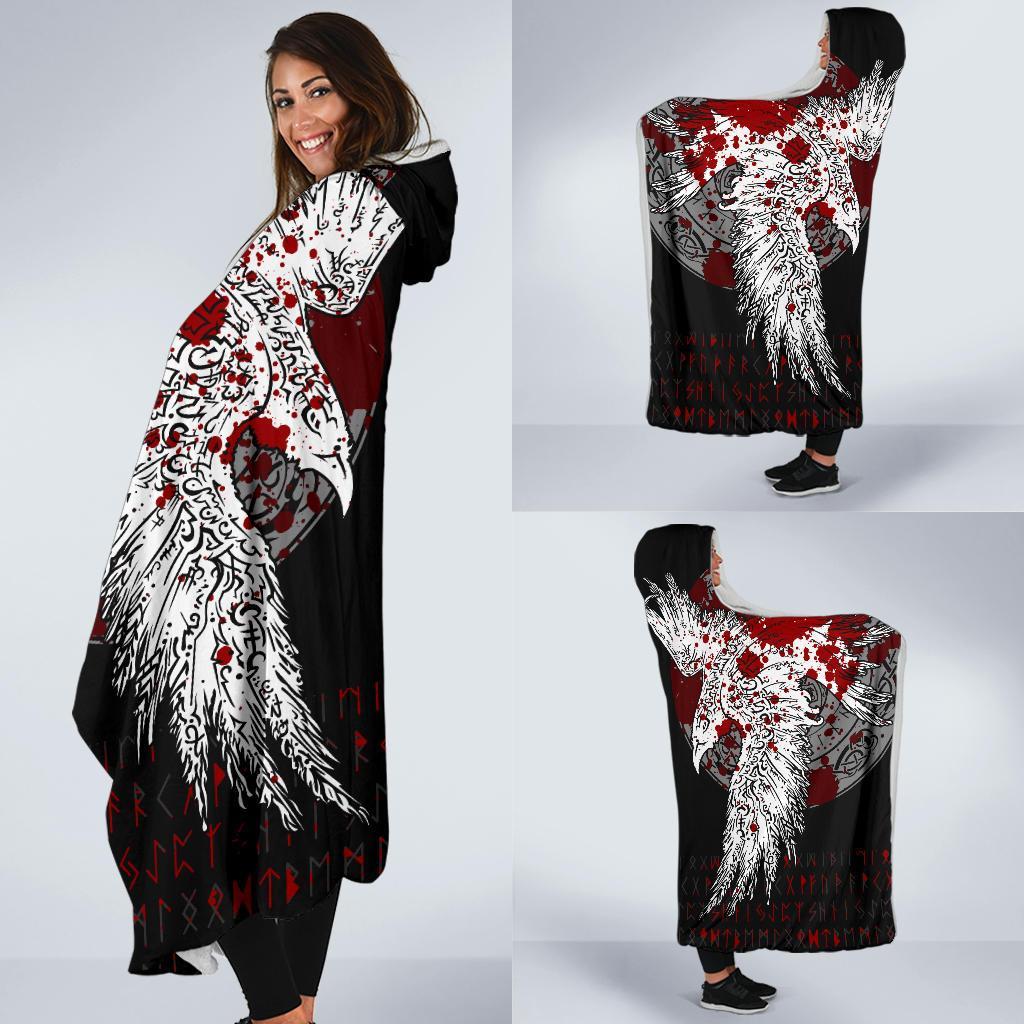 Viking Hooded Blanket Economy Mystical Raven Tattoo Blood Ver01