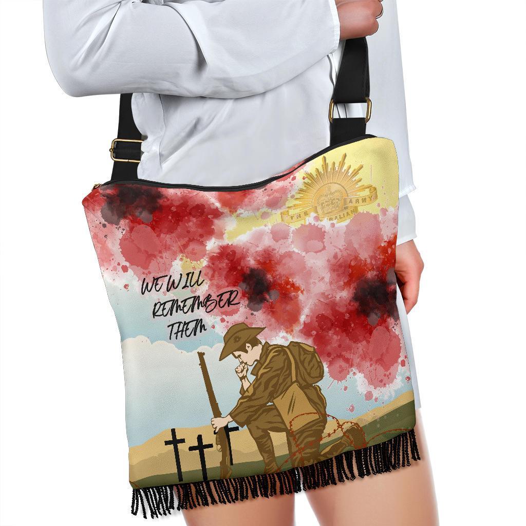 Anzac Day Boho Handbag - We Will Remember Them