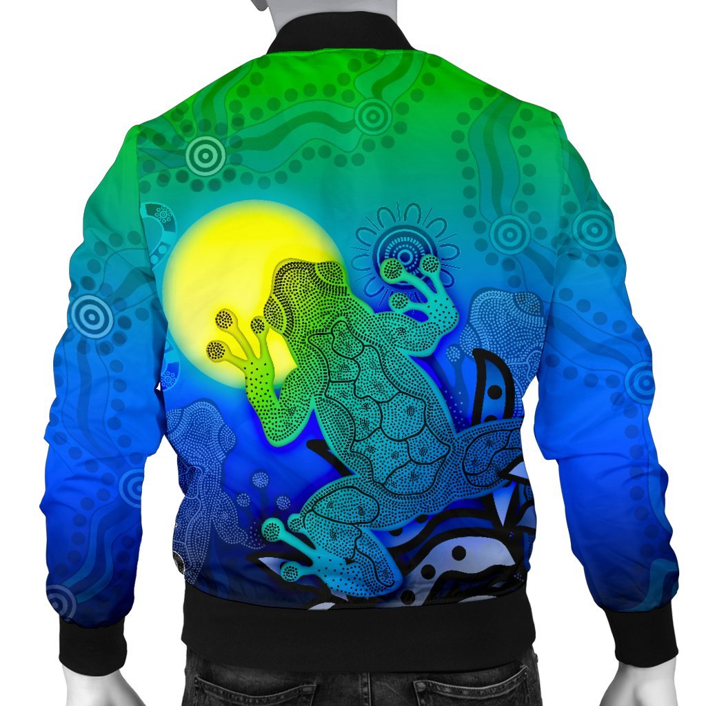 (Custom) Aboriginal Bomber Jacket - Indigenous Frog (Blue)