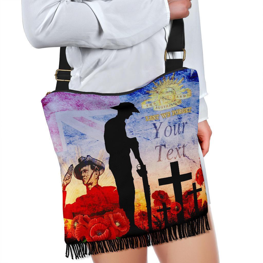 (Custom) Anzac Boho Handbag - Anzac 2022 Lest We Forget The Australian Army