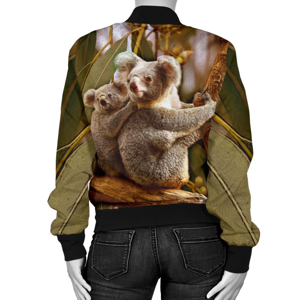 Women Bomber Jacket - Australian Koala Jacket 3D Koala
