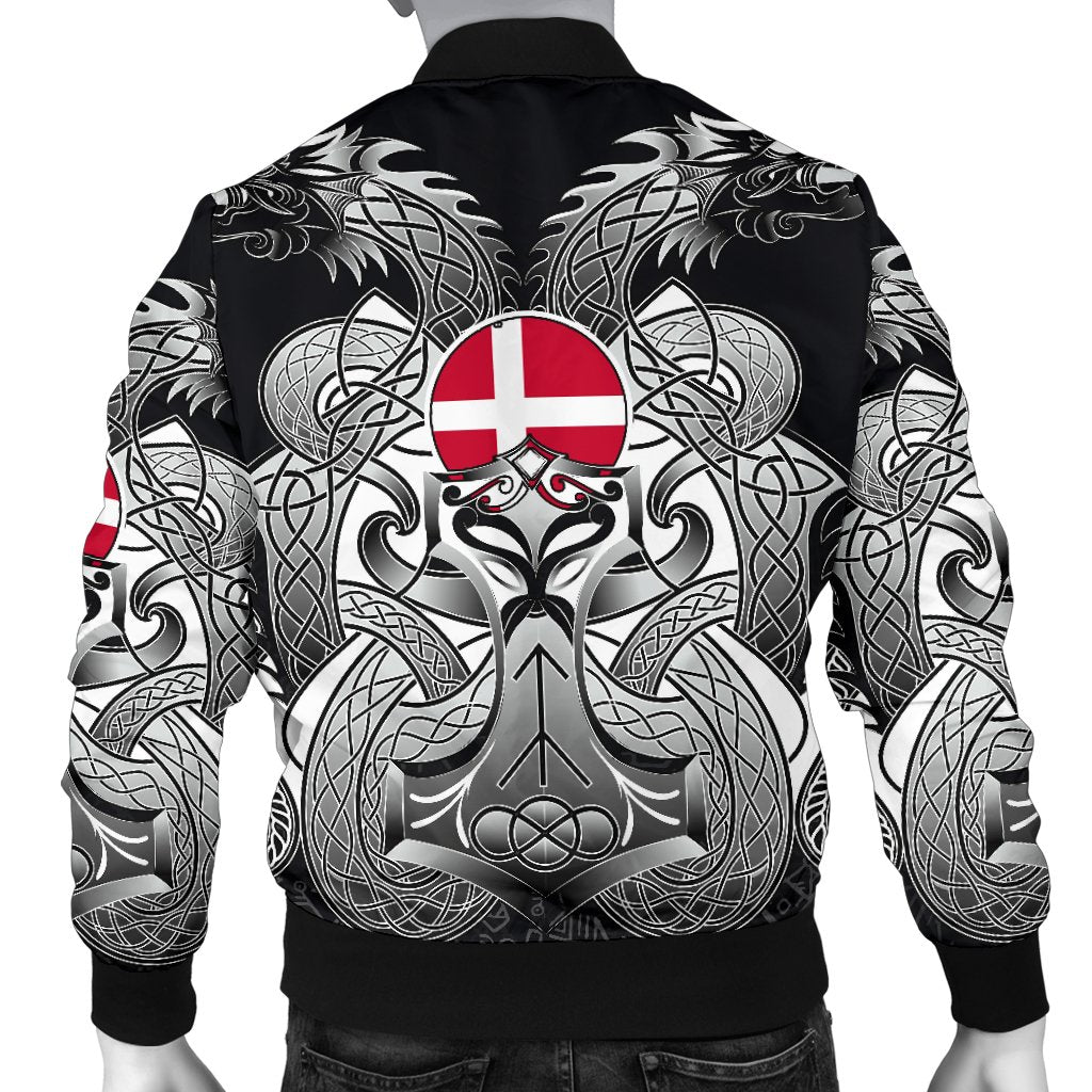 Viking Bomber Jacket Denmark Mjolnir and Double Dragon