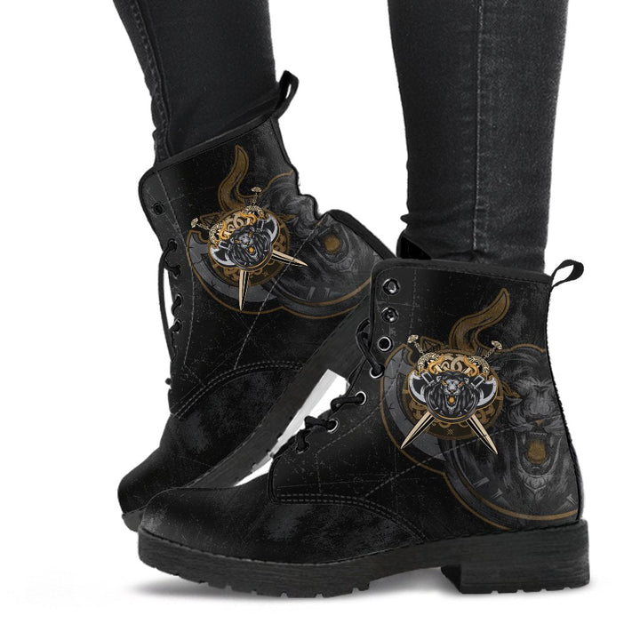 Viking Leather Boots Lion