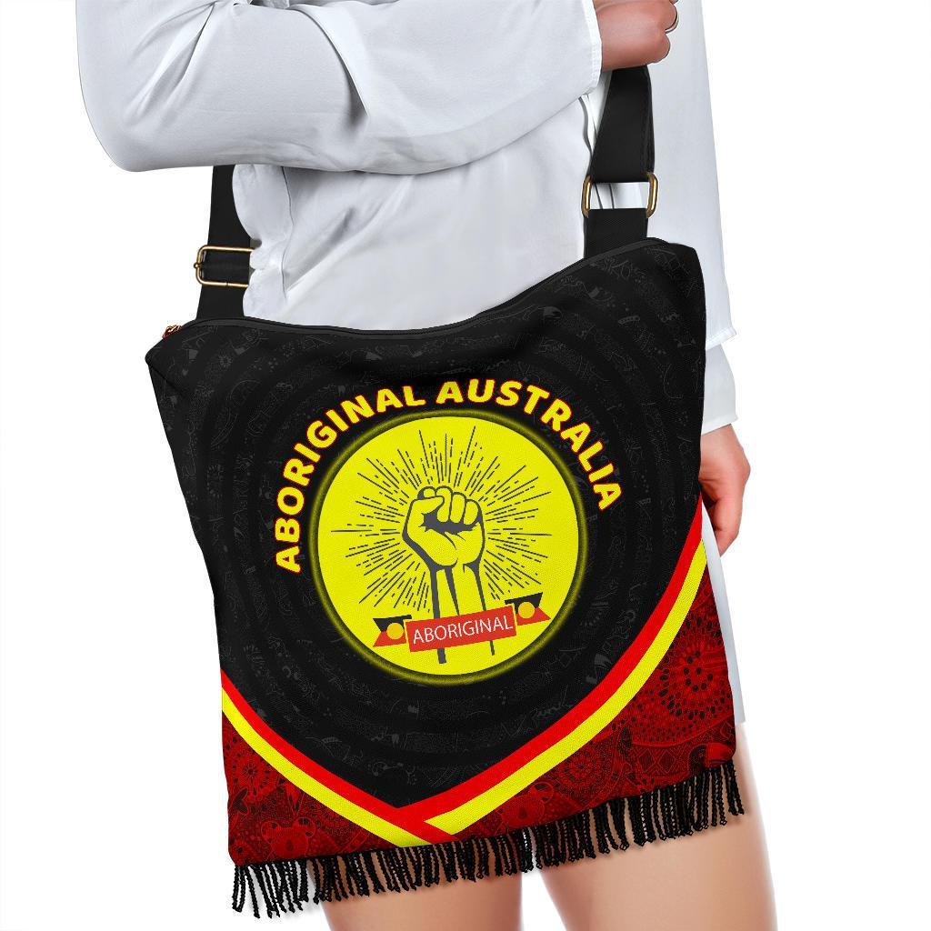 Boho Handbags - Aboriginal Flag And Animals Pattern