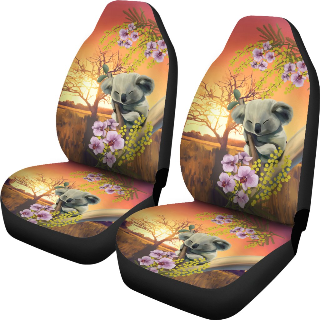 Australia Car Seat Cover - Koala Seat Covers Golden Wattle Sunset Uluru Universal Fit