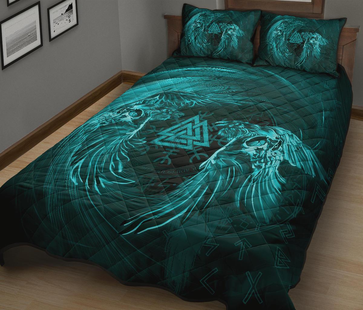 Viking Quilt Bedding Set Ravens Skull Tattoo Ver02