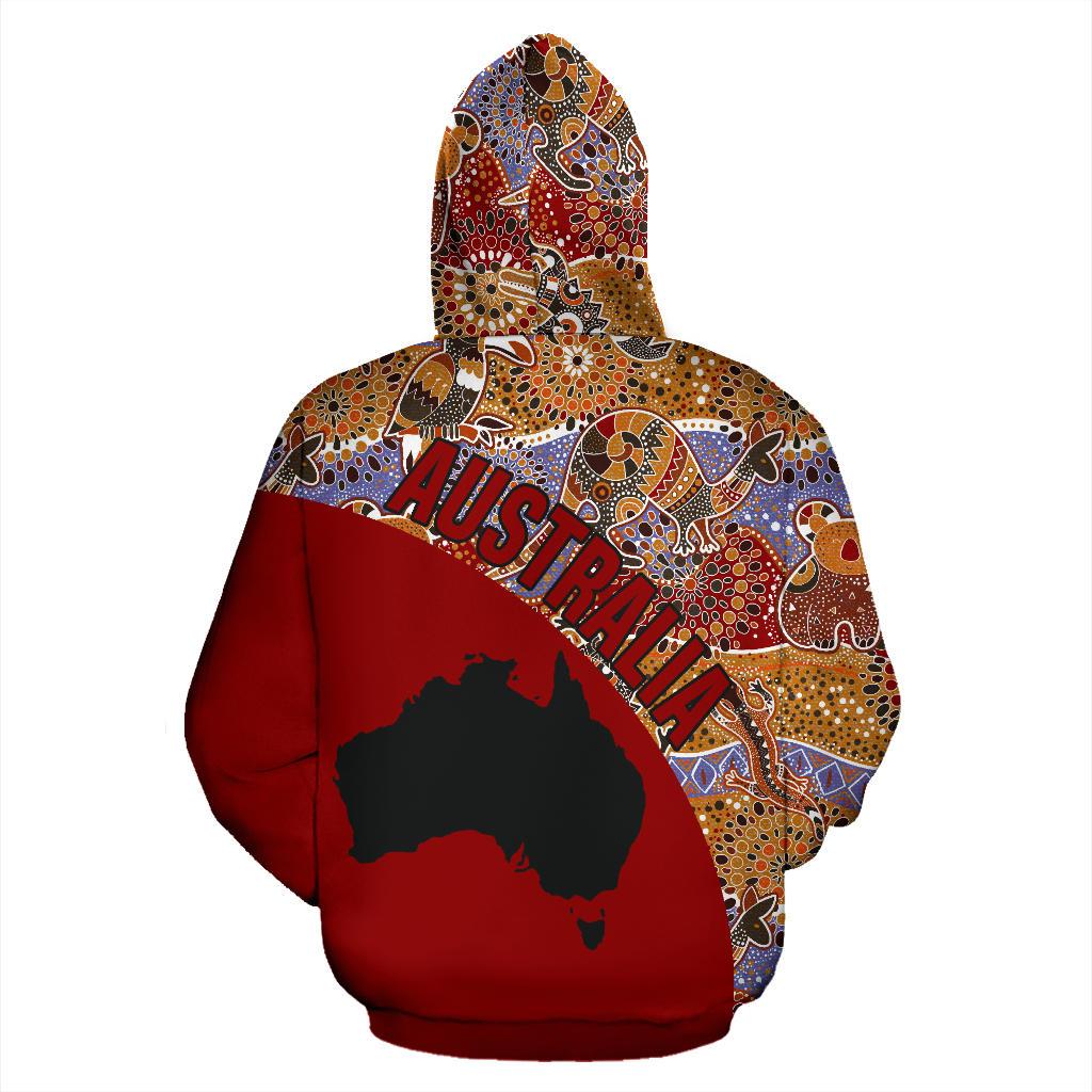 Aboriginal Zip Hoodie - Australia Map Kangaroo Patterns Koala