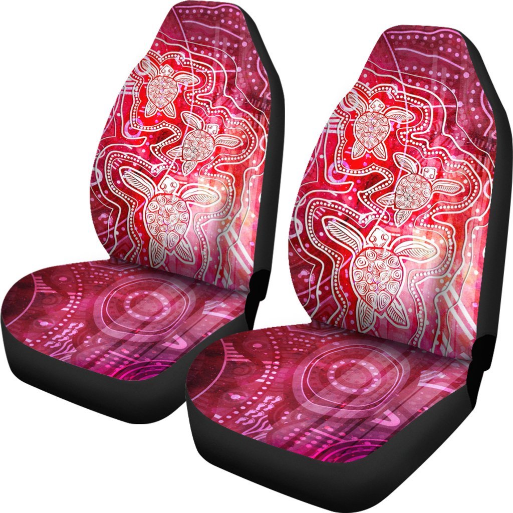 Aboriginal Car Seat Cover - Sea Turtle With Indigenous Patterns (Pink) 