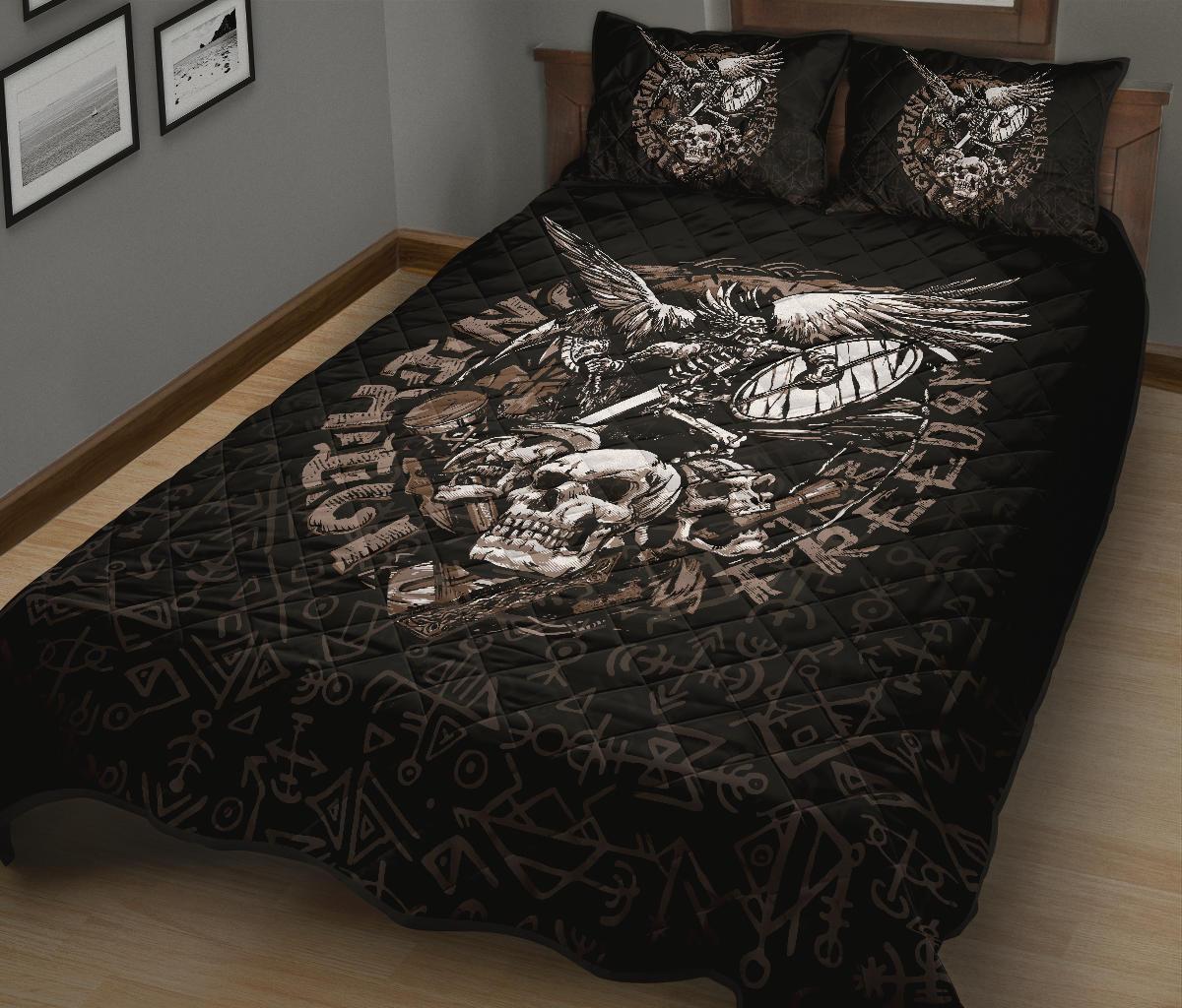 Viking Quilt Bedding Set Warrior Tattoo Odin